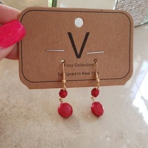SALE! Red Faceted Lucite Earrings NWT